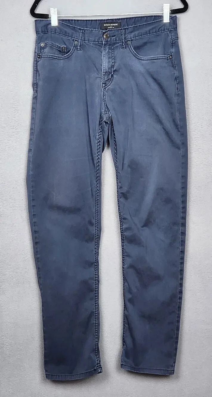 BANANA REPUBLIC Pants Mens 30x32 Blue Berry Sueded Straight 5 Pocket Twill Chino